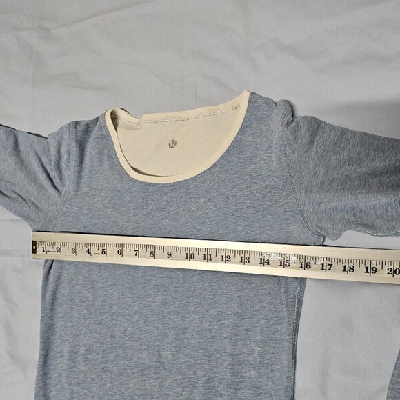 Lululemon Athletica Every Yogi Long Sleeve Top Women Size 8 Blue/White - Picture 14 of 15
